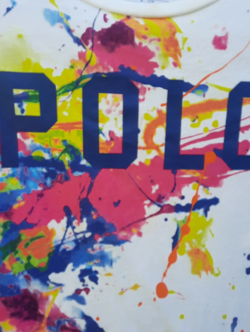 Polo Ralph Lauren Girl's Paint Splatter Spellout Artsy T-Shirt Dress Size 5 - Picture 2 of 7